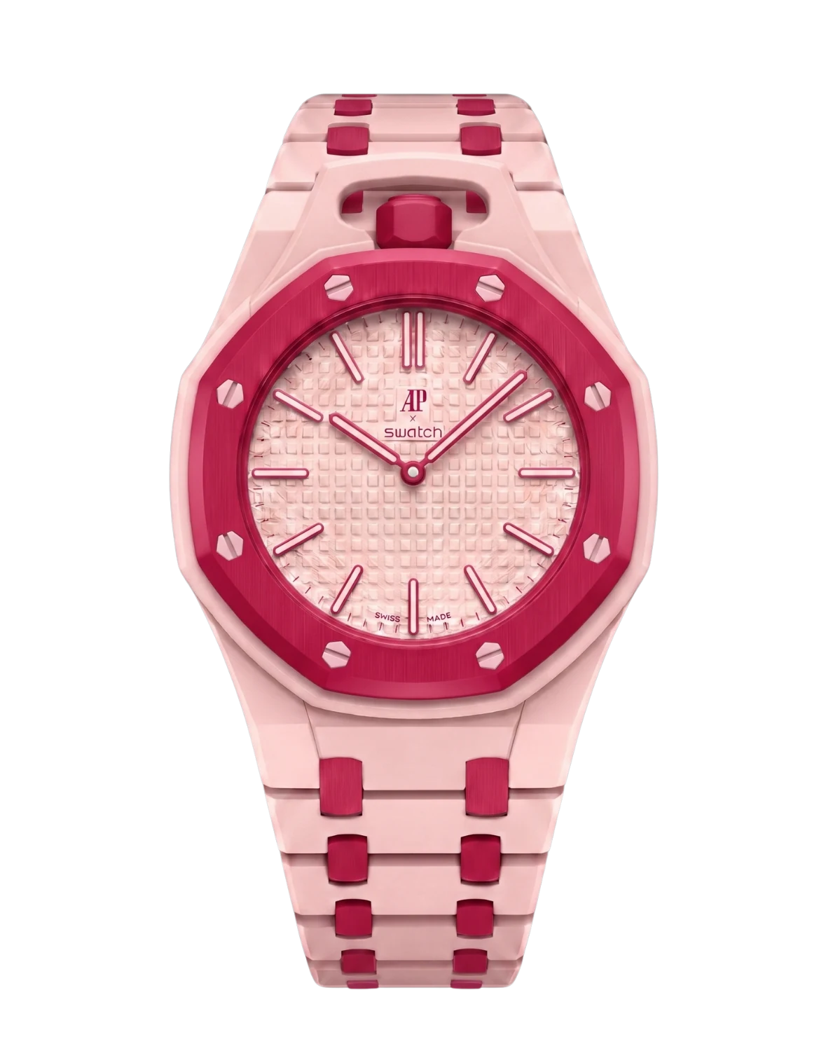 Royal Pop Otto Rosso watch strap for AP × Swatch Royal Pop pocket watch — Strap I, crown @ 12 o'clock